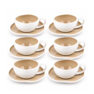 Bricard Barles Koffiekopjes Set 12-delig Wit-Taupe – 225 ml